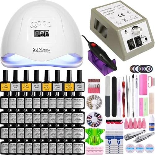 Manicure Set Nail Set Nail Kit 40/30/20/10 Nail Gel Polish Set 20000RPM Electric Nail Drill Machine Salon UV LED Nail Lamp Dryer