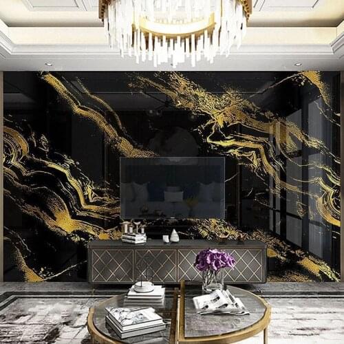 Custom Photo Wallpaper Home Decor 3D Black Gold Imitation Marble Waterproof Modern Living Room Bedroom TV Background Wall Mural
