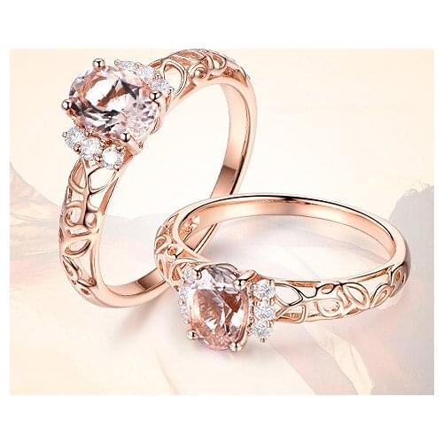 New Elegant Oval Champagne Zircon Colored Gemstone Hollow Opening Ring Female Zircon Open Ring