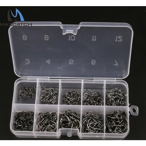 Maxcatch 400pcs New Arrival High Carbon Steel Carp Fishing Jig Hooks with Hole Fishing Box Different Sizes Fishing Hook