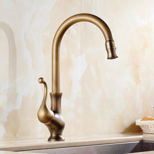 New 360 Degree Rotating Arrival Antique Brass Kitchen Faucet Kitchen Faucet Single Handle Hot and Cold Water tap