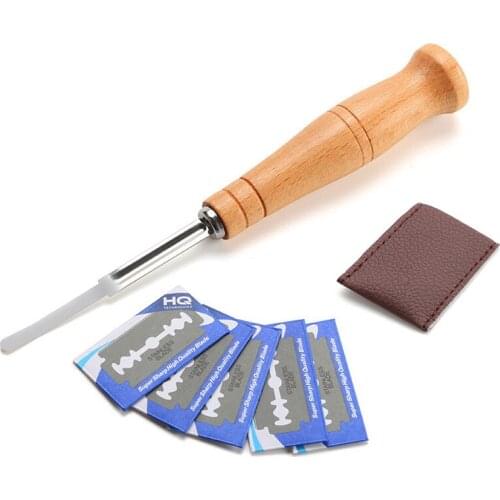 Specialty European Bread Arc Curved Knife Wood Handle 5Pcs Replacement Blades Western Baguette Cutting French Toast Bagel Cut-30