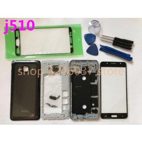 Full Housing Cover Case Middle Frame+Battery Cover+Front Screen Glass Lens For Samsung Galaxy J5 J510 J510F 2016 Replacement