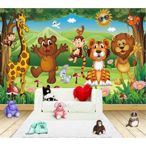 Beibehang Custom wallpaper 3d photo mural animal park cartoon childrens room mural TV background wall kindergarten 3d wallpaper