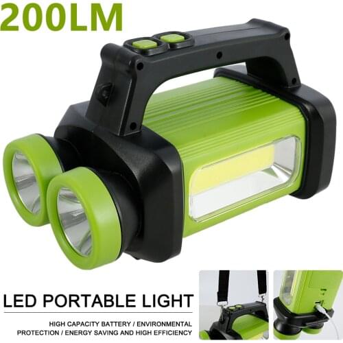 Portable Powerful LED Lamp Flashlight Torch Uses Chargeable Battery Outdoor Camping Tactics Flash Light Dual Head Searchlight