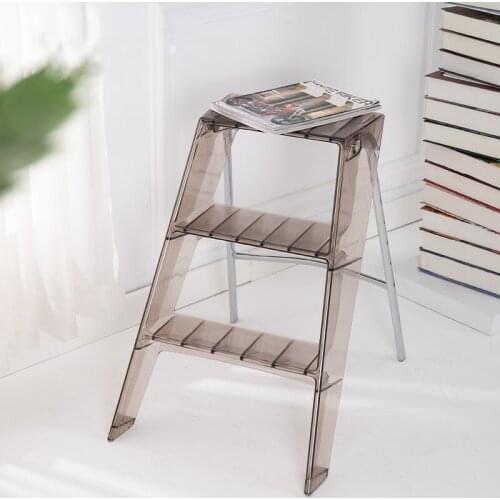 Transparent Display Rack Clothing Store Shelf Bedside Table Foldable Stainless Steel Bracket Household Ladder Three-step Ladd