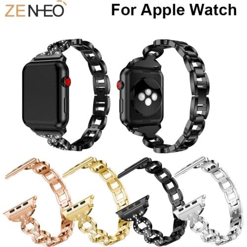 Luxury 8-shaped Rhineston For Apple Watch Band Series 4 3 2 1 44mm 40mm 38mm 42mm Fashion Metal Bracelet alloy watch Strap Band