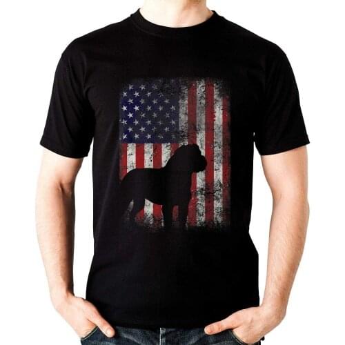 English Mastiff American Flag Shirt USA Patriotic Dog Gift Unisex Tshirt Short Sleeves Shirt Long DMN T-Shirt Black