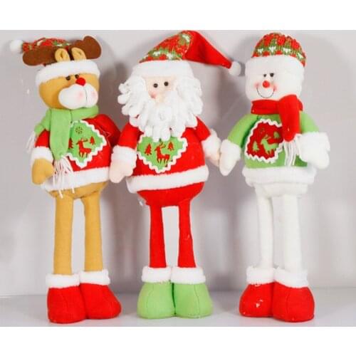 Cute Stuffed Doll Santa Claus Stretchable Legs Plush Toys Christmas Decoration Home Birthday Party Supplies New Year Kids Gifts