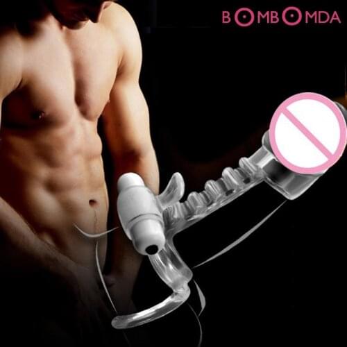 Sex Products For Men Mens Enhancement Solid Head Vibrating Penis Sleeves Rings Vibrator Vagina Stimulation Reusable Condom O3