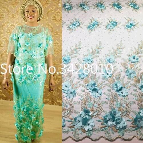Bridal Nigerian Wedding Lace Materials 3D Lace Fabric High Quality 2021 African Lace Fabric On Sale Beads Lace Fabric M19303