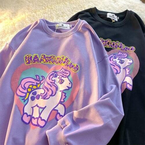 Vintage Monster Kawaii Japanese Fashion Sweatshirt 2021 Autumn New Teens Clothes Goth Hip Hop Mujer Long Sleeve Tops Streetwear