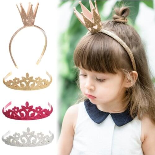 Baby Kids Girls Shiny Tiara Crown Hair Hoop Headwear Hairband For Birthday Gift New Year Fairy Party Wedding Christmas Costume