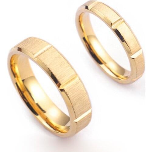 Unique Gold Emery Matte wedding couple Rings for men and women Lovers Alliance stainless steel jewelry finger ring 6mm/4mm