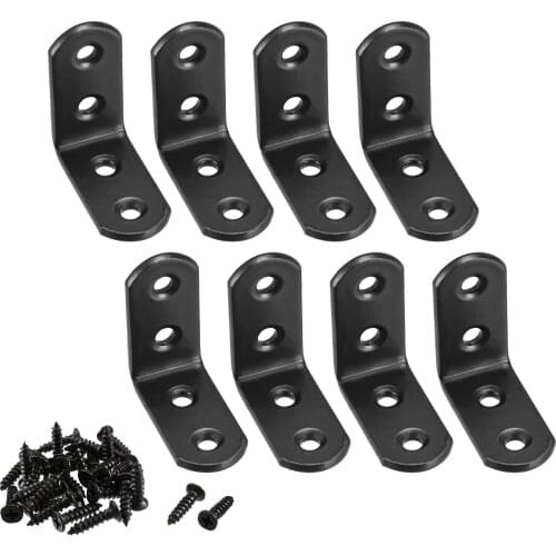 Uxcell Corner Brace Angle Bracket Fastener L Shape 40mmx40mmx20mm Black Round End with Screws, 8pcs