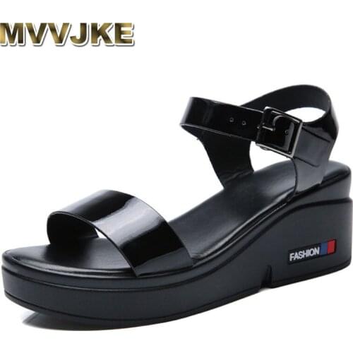MVVJKE New Fashion Black Women Wedge Sandals Summer Flat Platform Sandals Women 2021Sandalias Mujer Casual Woman Shoes Femmes
