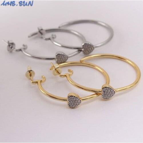 MHS.SUN Fashion Mosaic Zircon Heart Hoop Earrings For Women/Girls Vintage Loop Earrings Party Jewelry Gifts Trendy Style