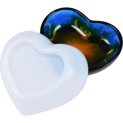 1Pcs Heart Dish Resin Molds Square Plate Tray Ashtray Bowl Jewelry Epoxy Casting Molds For UV Epoxy Moulds Crafts Decoration