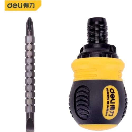 2 in 1 Screwdriver Flat Blade Tip Cross Slot Bits Screwdriver Short Shank Tools Set CR-V Ratchet Screwdriver Tools