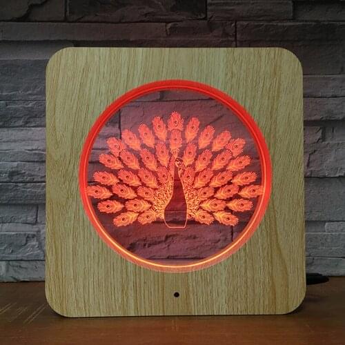 Peocock Animal 3D LED ABS Plastic Night Light DIY Customized Lamp Table Lamp Kids Colors Gift Home Decor DropShipping 1446