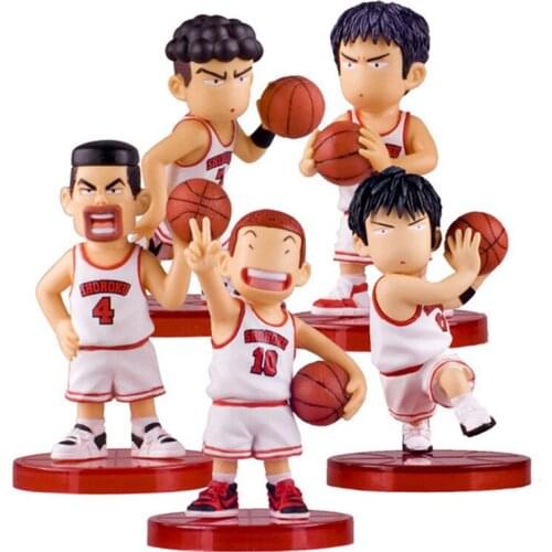 5pcs/lot Anime Slam Dunk Shohoku Basketball Player PVC 7-9CM Action Figure Basketball Hanamichi Sakuragi Collectible Model Toy