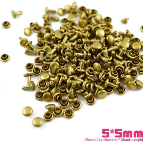 500 set 5*5mm Brass Material Double Cap Round Rapid Rivet Punk Rock Leathercraft Rivet