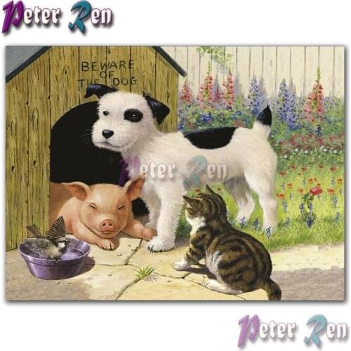 5d animal Diamond Painting Embroidery House Pig Dog Cat Bird DIY Square or round Mosaic Cross stitch Rhinestone Home Decoration