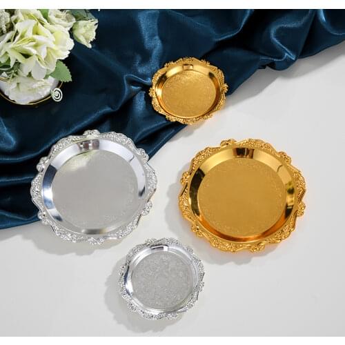 6pc Classical Golden Cocktail Metal Coaster Continental Vintage Zinc Alloy Silver Plated Gold Plated Mat placemat