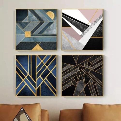 Abstract Nordic Blue Blue Space Geometry Canvas Painting Wall Art Posters Prints Wall Picture for Living Room Home Cuadros Decor