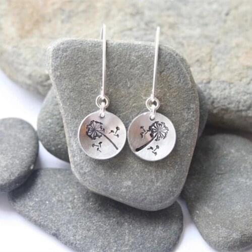 Botanical Dandelion Pendant Earrings Long Round Dangle Earrings for Women Female Party Wedding Fashion Jewelry Gifts for her