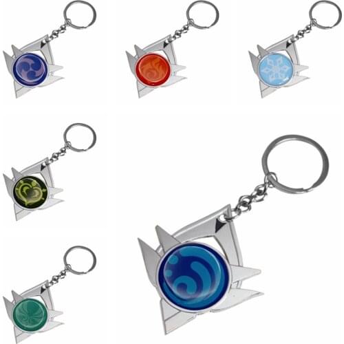 Snow Country 7 Elemental Weapon Accessories Game Genshin Impact Cosplay Gods Eye Anime Project Metal Pendant Jewelry Keychain