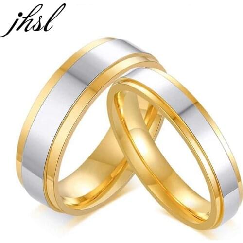 JHSL Lovers Couples Men Women Rings Wedding Valentines Day Gift Fashion Jewelry Stainless Steel US size 5 6 7 8 9 10 11 12 13