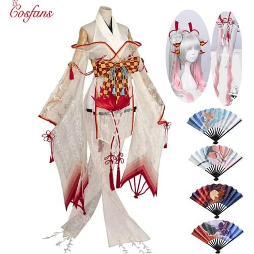 10PCS Hot Game Onmyoji SSR Shiranui Diver Ali Kimono Cosplay Costume Uniform Dress Halloween women men Cosplay costume and wig