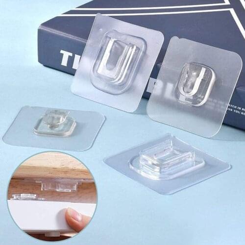 10 Sets Double-sided Adhesive Wall Hooks Hanger Strong Transparent Hook Suction Cup Bathroom Wall Holder Waterproof Reusable