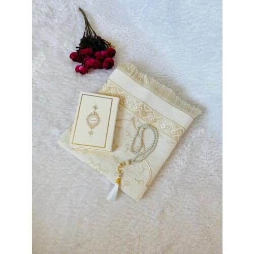 Muslim Prayer Rug, Prayer Mat Gift Set, Islamic, Muslim Items, Sejjadah, Janamaz, Eid, Ramadan, Pearl Tasbeh Set