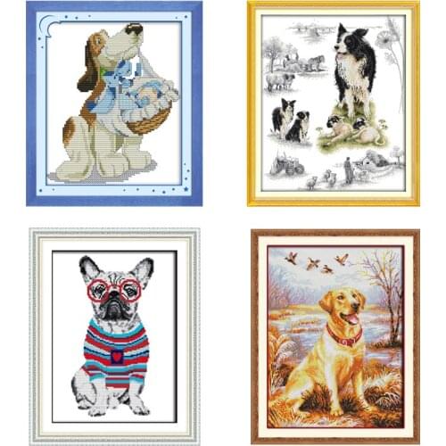 Joy Sunday Cross Stitch Kits Printed Fabric DMC 11CT 14CT Animal Ecological Cotton Painting DIY Handmade Needle Work Home Decor