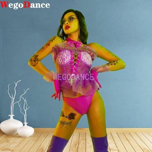 New Jazz Dance Costumes Women Lace Nightclub Sexy Bar Singer Girls Laser Stage Outfit