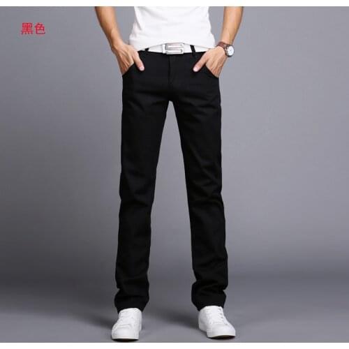 Solid Color Casual Men New Design Casual Men Pants Cotton Slim Pant Straight Trousers Fashion Business Solid Pants