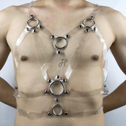 Gay Fetish PVC Harness Sex Belt Male Rave BDSM Bondage Strap for Sissy Exotic Tops Chest Adjustable Body ClothingRave Party Club