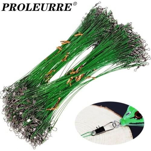 20PCS Anti Bite Steel Fishing Line Steel Wire Leader With Swivel Fishing Accessory 15cm 20cm 25cm Lead Core Leash Fishing Wire