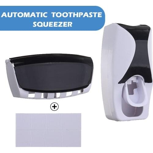 Practical Automatic Toothpaste Dispenser&5Toothbrush Holder Bath Set Wall Mounted Toothpaste Squeezer Bathroom Supplies ABS