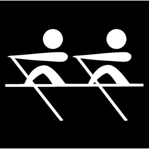 14.1cm*9.4cm Team Rowing Excercise Stickman Fashion Car Sticker Black/Silver N1267