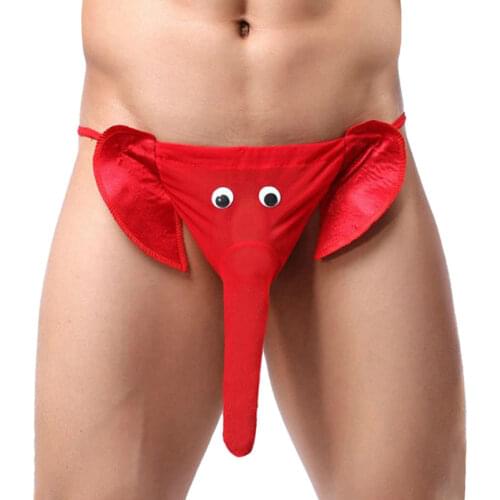 4 Colors Elephant Cartoon Men G-string Pouch Panties Cute Leopard Solid Thin Belt Party Briefs Thong Underwear
