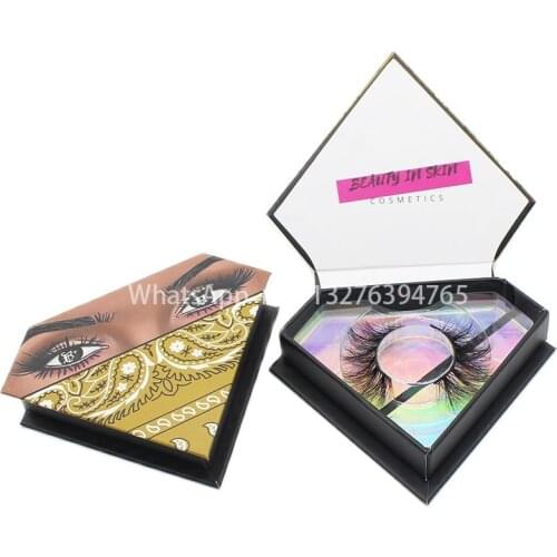 Yellow Bandana Diamond Lash Packaging Box Customized Mink Eyelash Case Crisscross 25mm Mink Eyelashes Wholesale Vendor