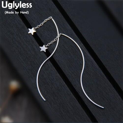 Uglyless S 925 Sterling Silver Handmade Ear Lines Women Elegant Simple Fashion Balls Dangle Earrings Ethnic Fine Jewelry Tassels
