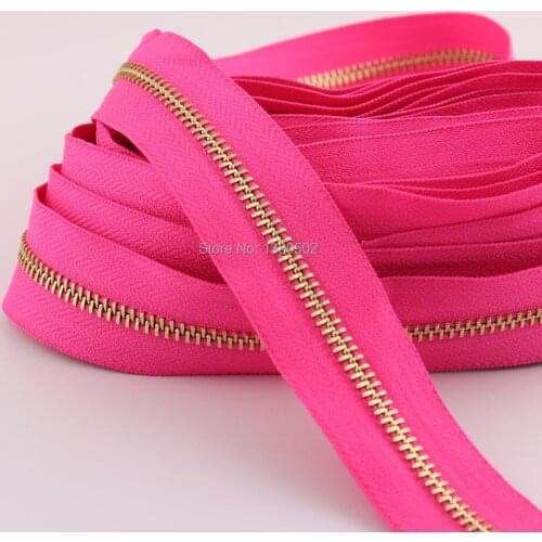 10Yards 5# Rose Red Metal Teeth Zippers For Handbag back shoes garment luggage sewing Accessories