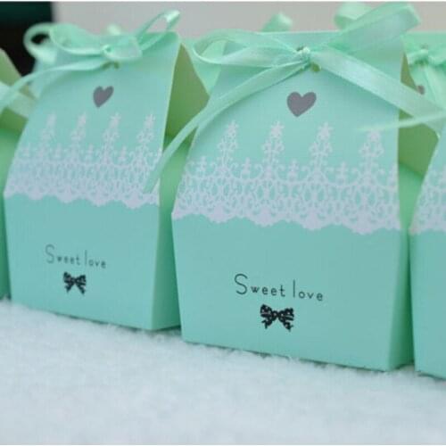20pcs/lot Tiffany Blue Wedding Sweet Love Candy Box Special Cute Gift Box +Free Ribbon DIY Beautiful Party Gift Paper Boxes