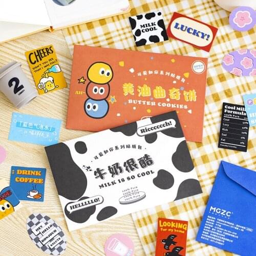 40 Pcs/Pack Cute Cow Milk Butter Journal Decorative Stickers DIY Scrapbooking Stick Label Diary Stationery Album Stickers