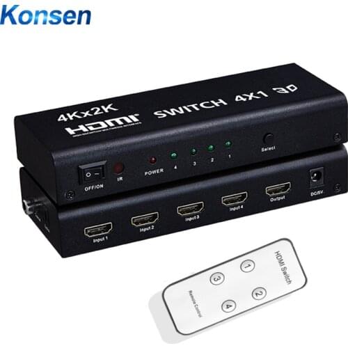 4k x 2k 4x1 HDMI Switch with Toslink Coaxial AUX Audio Output with IR Remote 4K 1080P 4 Input for PS4 PS5 PC DVD To HDTV Monitor