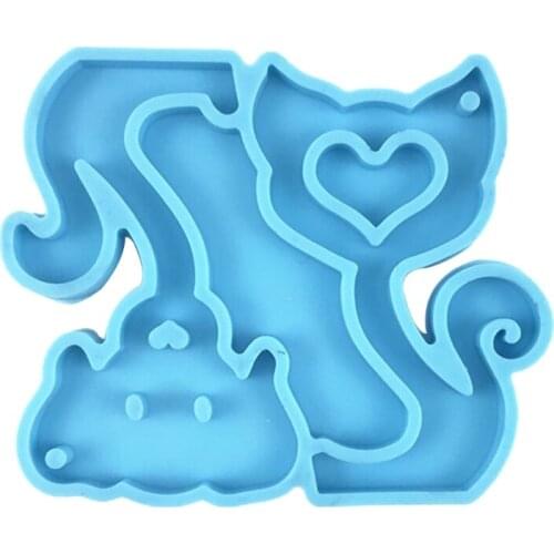 Cats Dogs Keychain Epoxy Resin Mold Jewelry Pendant Silicone Mould DIY Crafts Decorations Casting Tools New